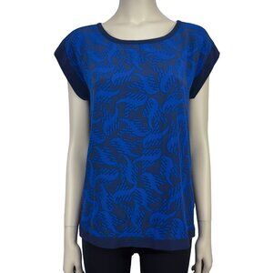 DIANE VON FURSTENBERG Cordelia 100% Silk Abstract Blue Print Short Sleeve‎ sz